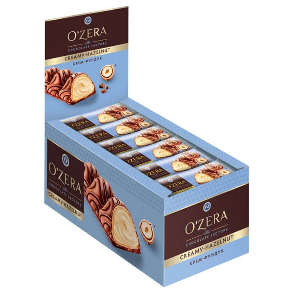 Вафельный батончик "O`Zera Creamy Hazelnut" с молочно-ореховой начинкой, 23 г - 2