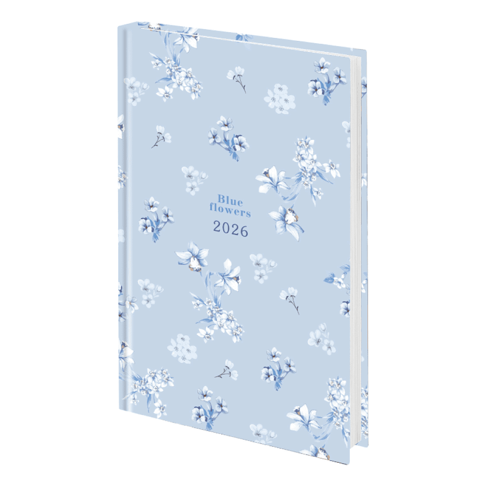 Ежедневник датированный "Blue flowers", А5, 320 страниц, голубой, 2026