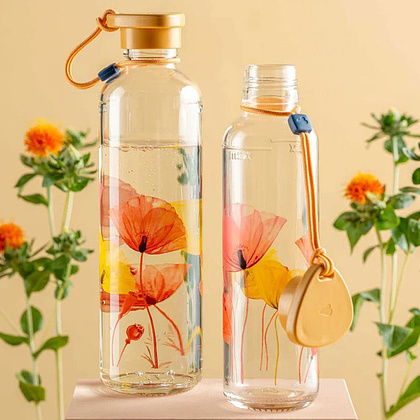 Бутылка для воды "Apricot Flower", стекло, 750 мл, прозрачный, желтый - 6