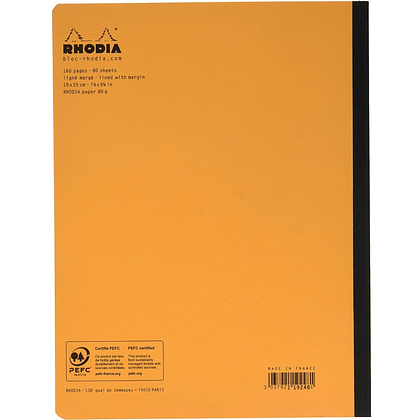 Книга для записей "Rhodia Classic", B5, 190x250 мм, 80 листов, в линейку, оранжевый - 2