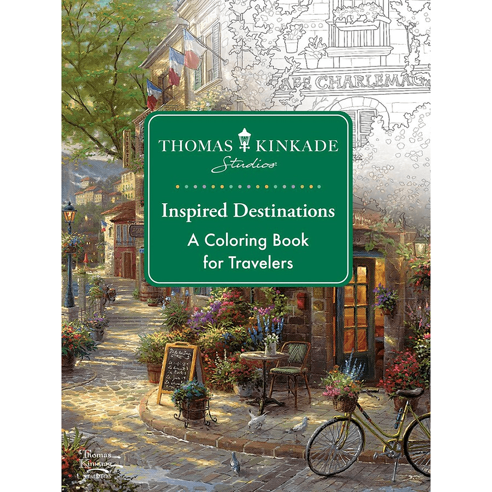 Раскраска на английском языке "Thomas Kinkade Studios. Inspired Destinations. A Coloring Book for Travelers"