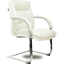 Кресло на полозьях "Бюрократ T-9927SL-LOW-V", натуральная кожа, слоновая кость, металл хром