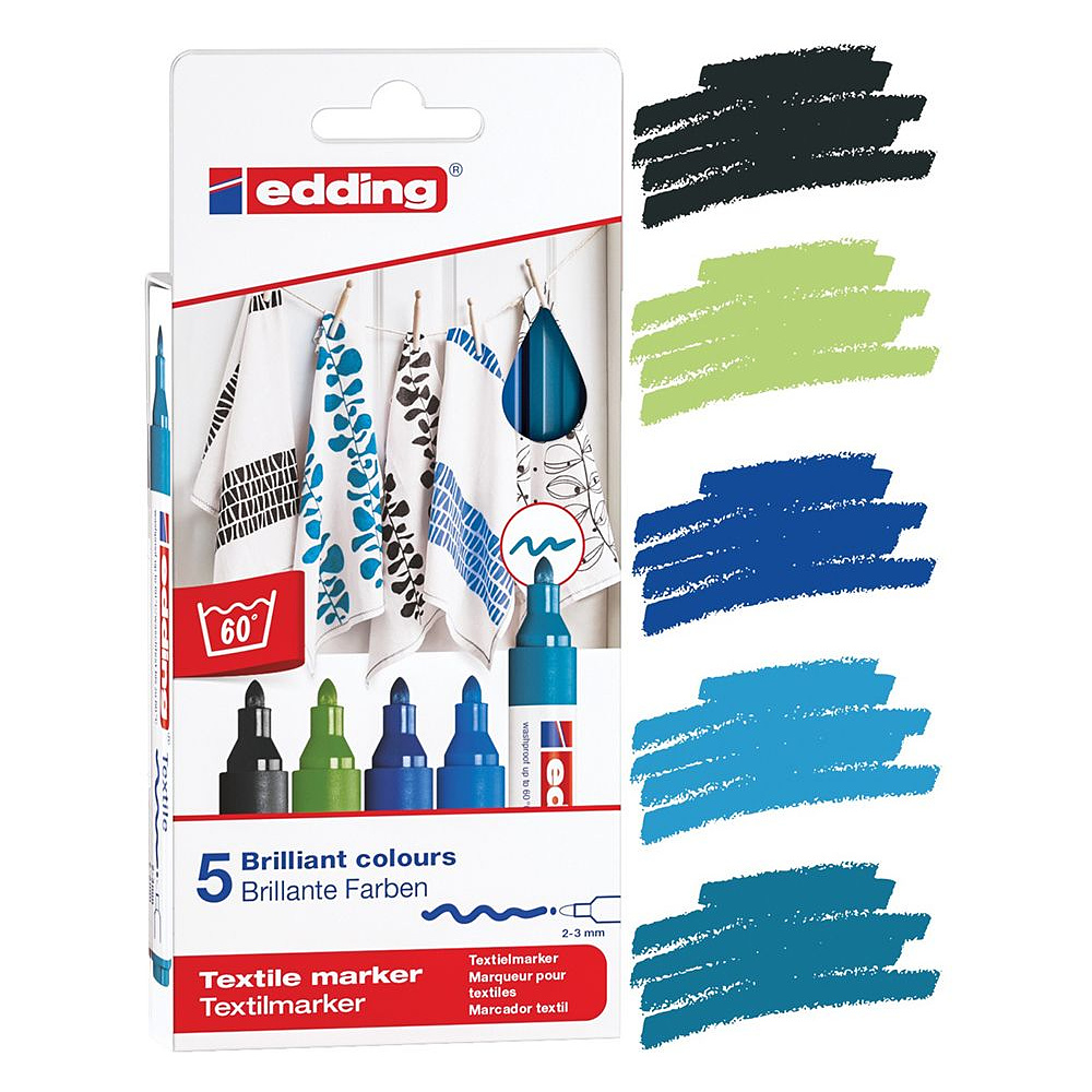 Набор маркеров для текстиля Edding "E-4500 Cool", 5 шт., ассорти - 3