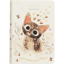 Ежедневник недатированный "Love me. Милый котик", А7, 416 страниц, белый, золотой