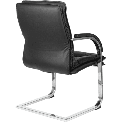 Кресло на полозьях "Бюрократ T-9927SL-LOW-V", натуральная кожа, черный, металл хром - 4