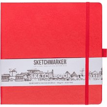 Скетчбук "Sketchmarker", 80 листов, 20x20 см, 140 г/м2, красный 