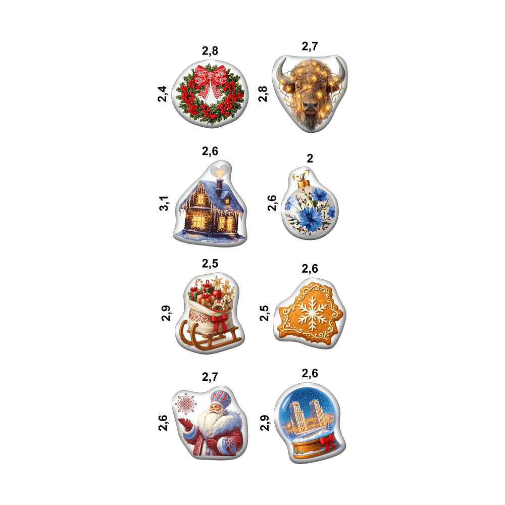 Набор наклеек объемных "Новогодние праздники", А6, 1 лист, 8 шт. - 2