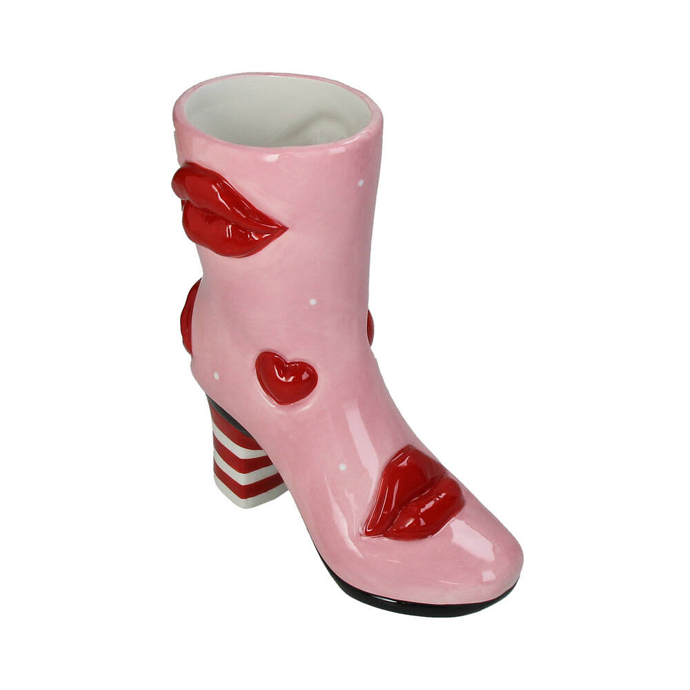 Ваза керамическая "Boot Lips", 19,5x8,5x23 см, розовый, красный - 2