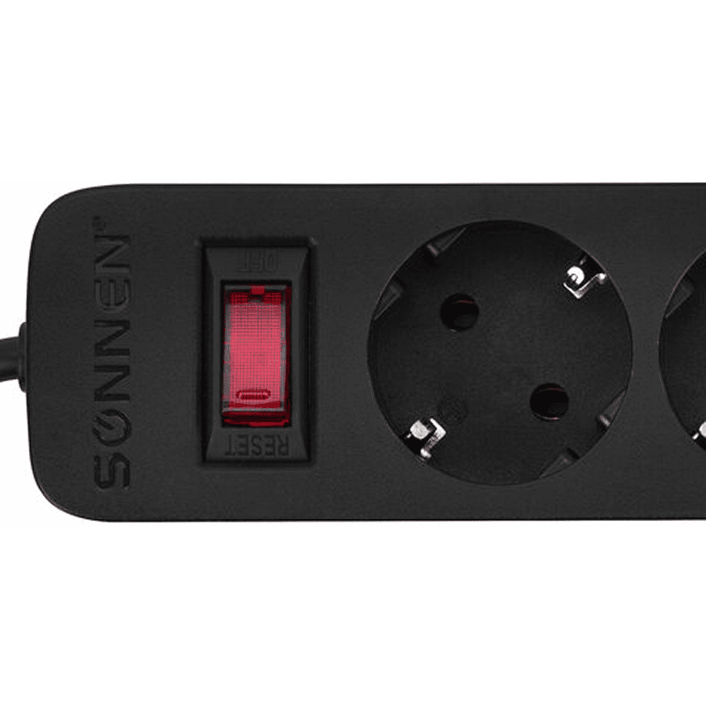 Сетевой фильтр Sonnen SPB-185, 1.8м, 5 розеток, черный - 2