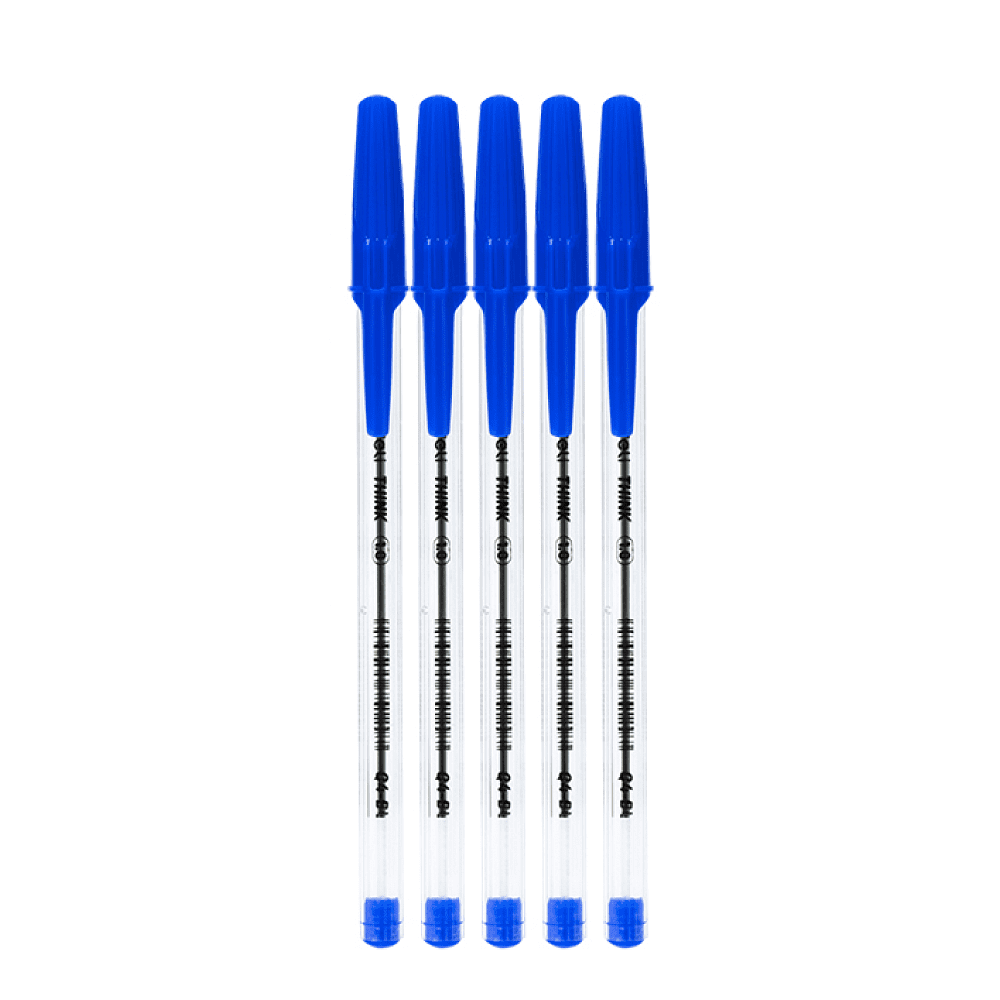 Набор ручек шариковых "Deli Think", 1 мм, прозрачный, стерж. синий, 5 шт