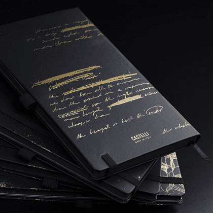Блокнот "Total Black twilight gold", А5, 96 листов, линейка, на резинке, черный, золотистый - 3