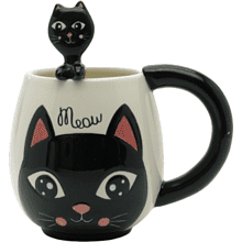 Кружка керамическая "Sly cat", 380 мл, черный, белый