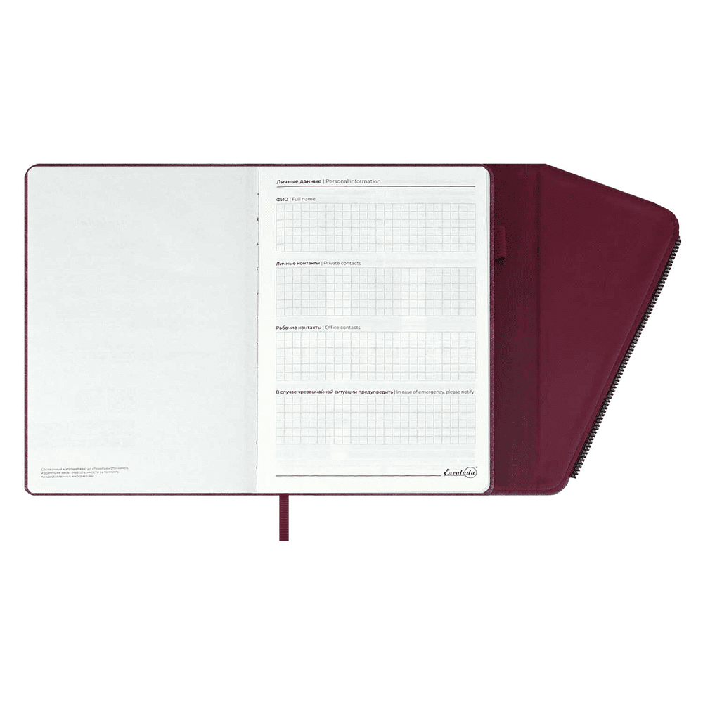 Ежедневник недатированный "Спилок Делавэ", А5, 320 страниц, бордовый - 3