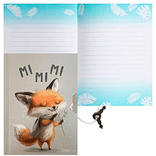 Книга записная "Cute animals", А6, 110x150 мм, 56 листов, в линейку, с замком, серый