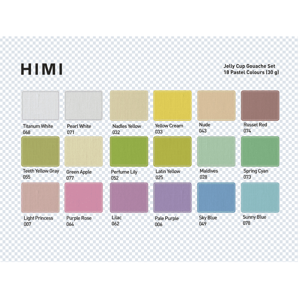 Краски гуашевые "Himi Jelly Cup. Pastel colors", 18 цветов, кювета, фиолетовый футляр - 9