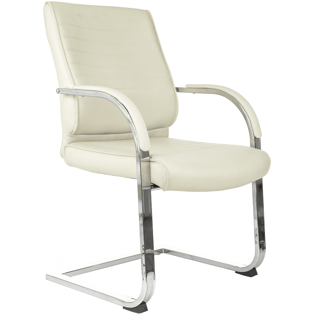 Кресло на полозьях "Бюрократ T-8010-LOW-V", экокожа, слоновая кость, металл хром