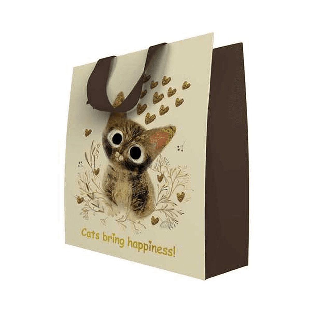 Пакет бумажный подарочный "Love me", 26x32,4x13 см, бежевый