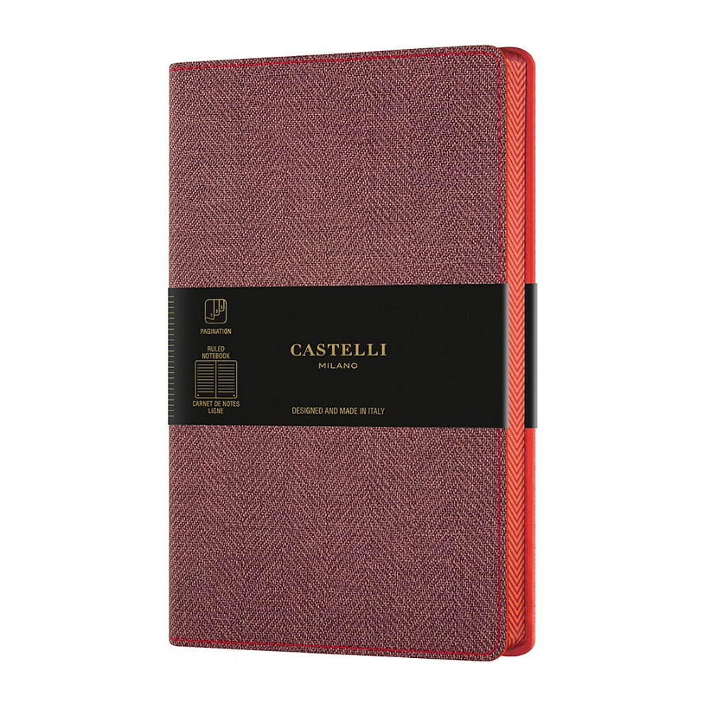 Блокнот Castelli Milano "Harris Red", A5, 120 листов, линейка, бордовый