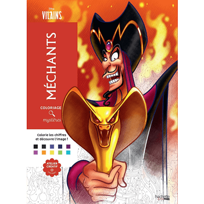 Раскраска по номерам на французском языке "Coloriages mystères Disney - Méchants"