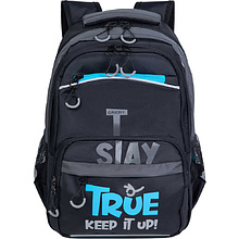 Рюкзак школьный "Grizzly", черный, синий