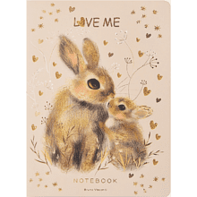 Тетрадь "Love me. Зайки", A5, 40 листов, клетка, бежевый