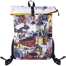 Рюкзак молодежный "Животные, Архитектура" двусторонний, разноцветный
