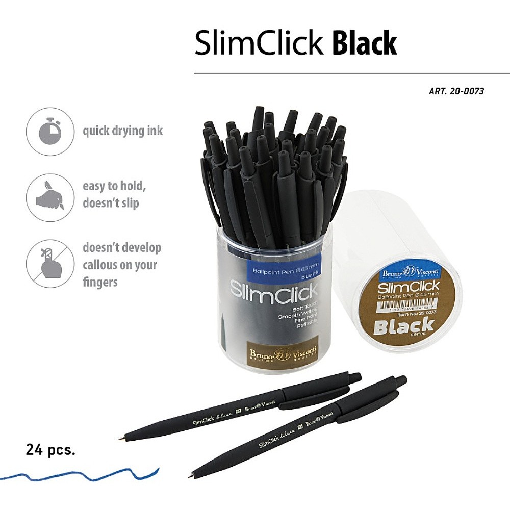 Ручка шариковая автоматическая "PointClick. Black", 0,5 мм, пластик, ассорти, стерж. синий - 4