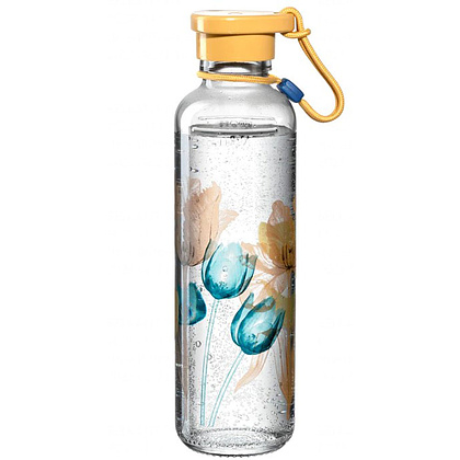 Бутылка для воды "Sand Flower", стекло, 500 мл, прозрачный, желтый - 2