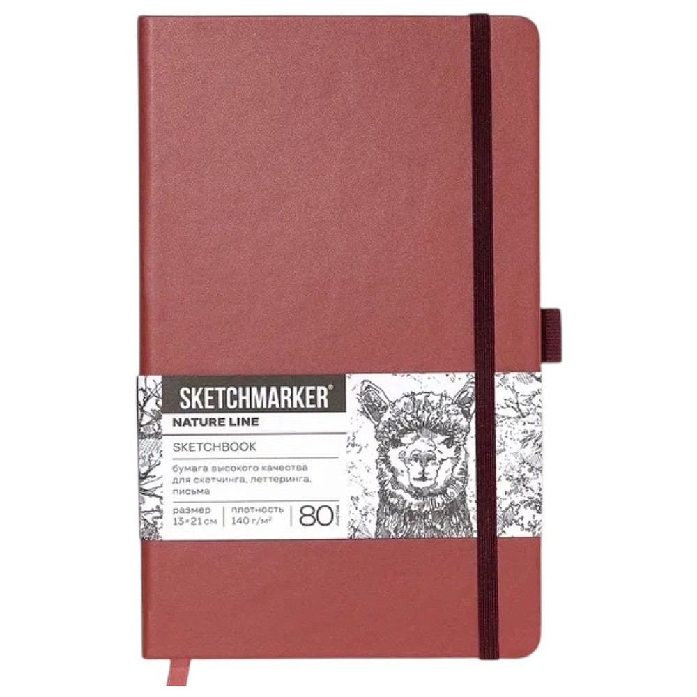 Скетчбук "Sketchmarker", 13х21 см, 140 г/м2, 80 листов, красный винтаж