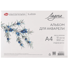 Альбом для рисования акварелью "Ладога", A4, 12 листов, склейка 