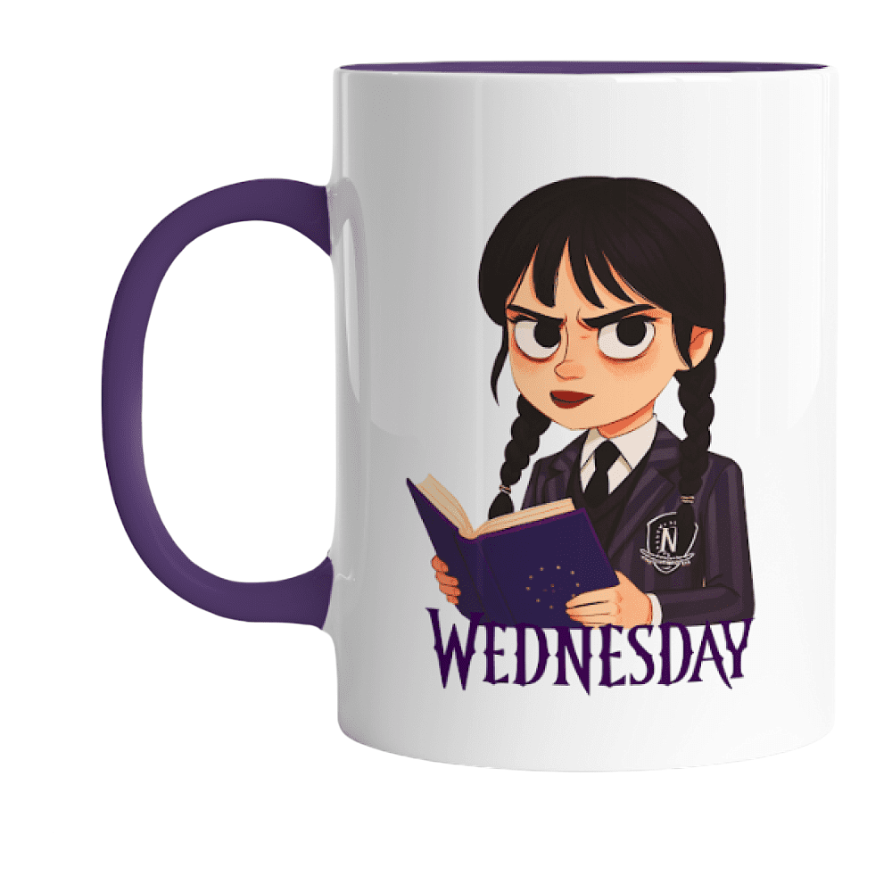 Кружка «Wednesday» внутри и ручка фиолетовая, 330 мл.              