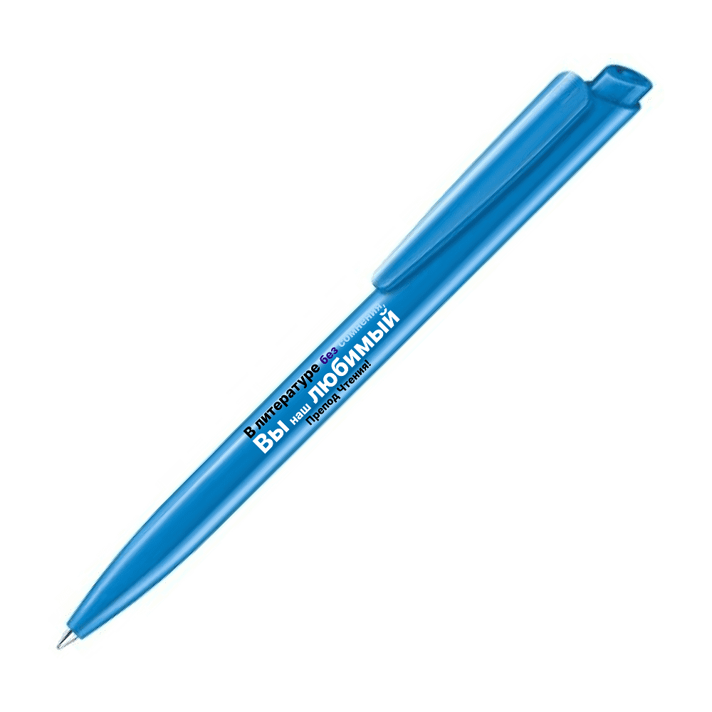 Ручка шариковая автоматическая "В литературе без сомнения, Вы наш любимый Препод Чтения!", 1.0 мм, голубой, стерж. синий