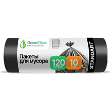Мешки для мусора GreenClean Standart, 120 л, 10 шт/рулон, ПСД, 20 мкм, 68х105 см, черный