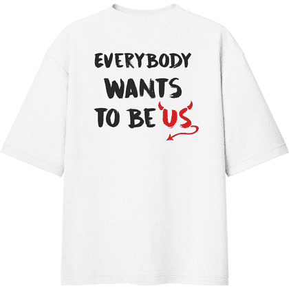 Футболка унисекс оверсайз "Everybody wants to be us", XS-S, хлопок, белый - 2