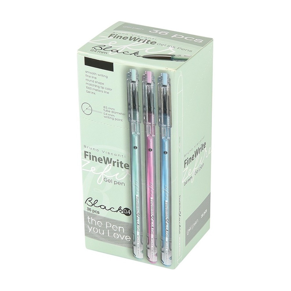 Ручка гелевая "FineWrite. Zefir", 0,4 мм, пластик, ассорти, стерж. черный - 4