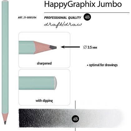 Карандаш простой "GraphixZefir Jumbo. Зефирный мятный", 4B, 4 шт. - 3