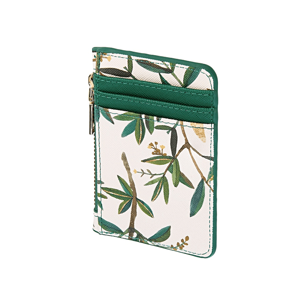 Футляр для визитных и кредитных карт "Flora. Олива", черный, красный