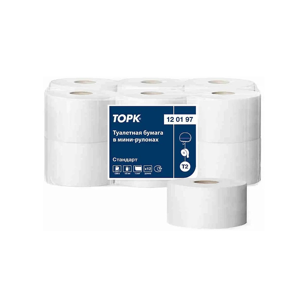 Бумага туалетная Tellus Стандарт, Т2, в мини рулоне, 200 м, 1 слой - 2 Бумага туалетная Tellus Стандарт, Т2, в мини рулоне, 200 м, 1 слой - 2