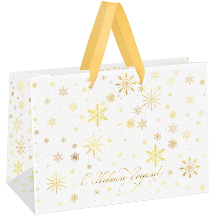 Пакет подарочный "Gold snowflake", ламинированный