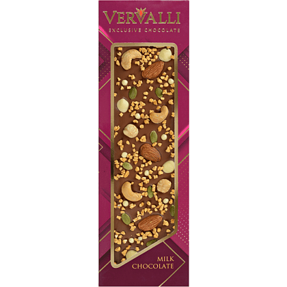 Шоколад молочный "Vervalli. Кешью, фундук, миндаль", 110 гр.