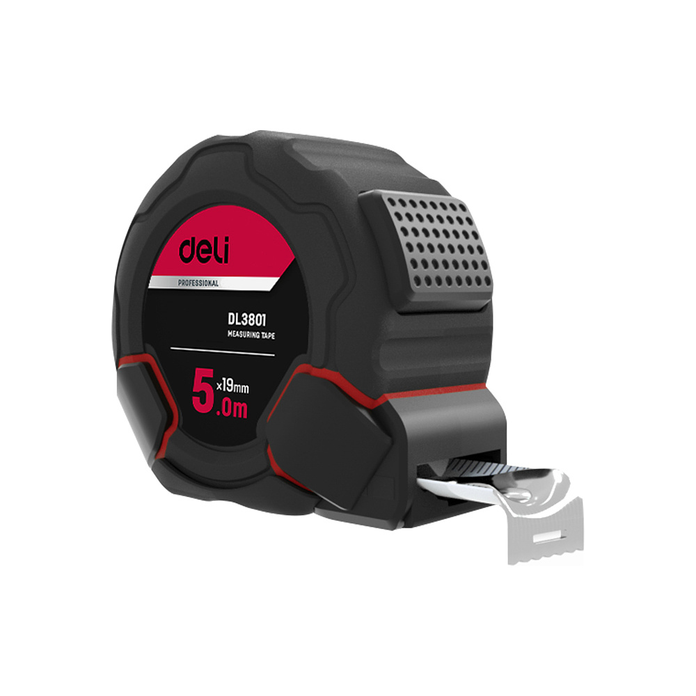 Рулетка "Deli DL3801", 5 м,19 мм, черный