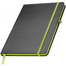 Блокнот на резинке "Cuxhaven", А5, 80 листов, линейка, черный, светло-зеленый