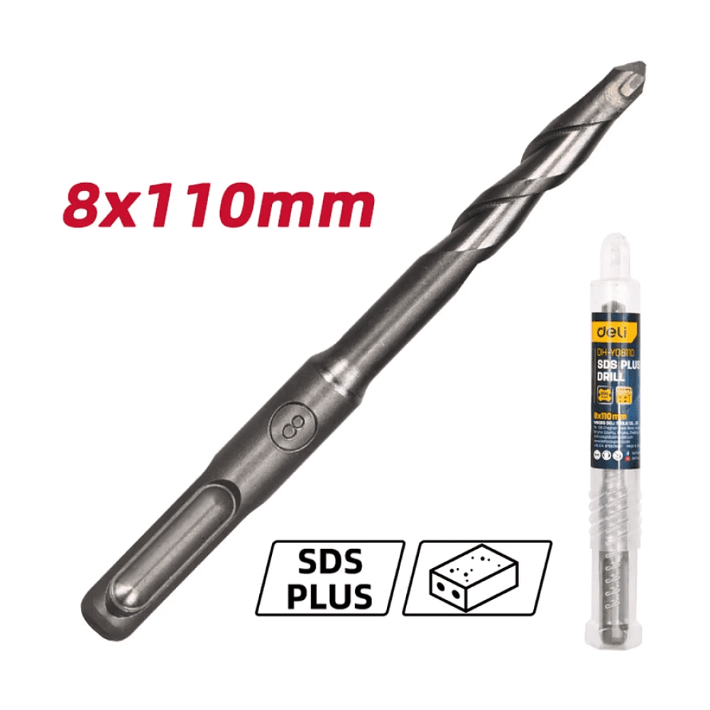 Бур по бетону Deli YS EDH-Y08110, 8 x 110 мм, SDS-PLUS - 2 Бур по бетону Deli YS EDH-Y08110, 8 x 110 мм, SDS-PLUS - 2