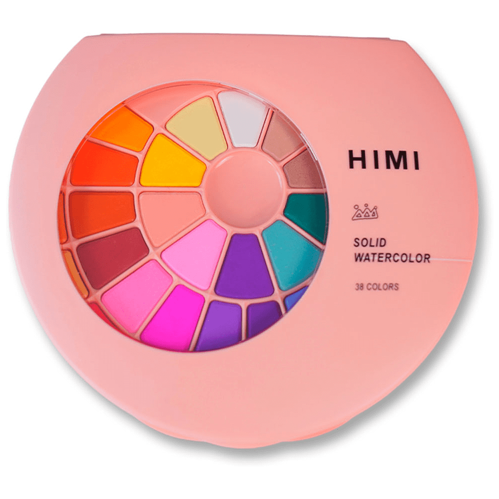 Набор красок акварельных "Himi Miya", 38 цветов, кюветы, розовый футляр - 4