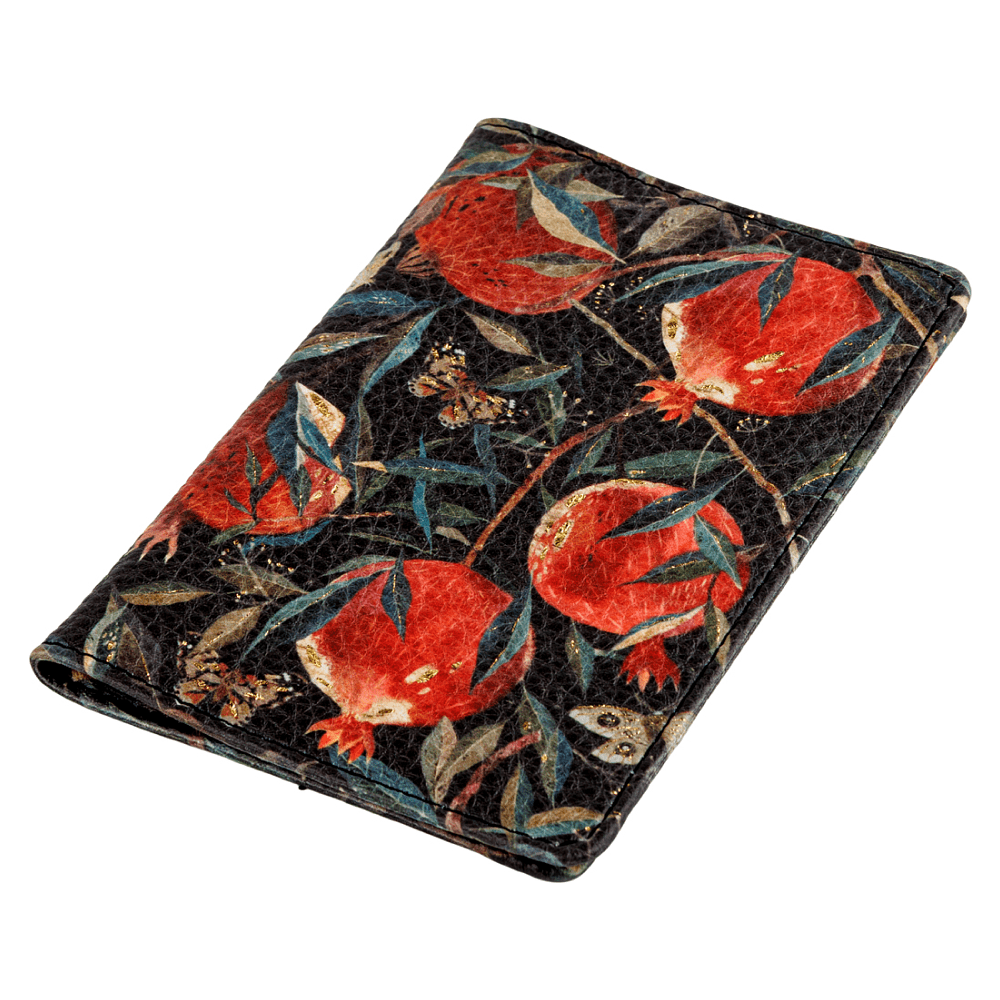 Обложка для паспорта "Flora. Гранат", кожзам., черный, красный - 4