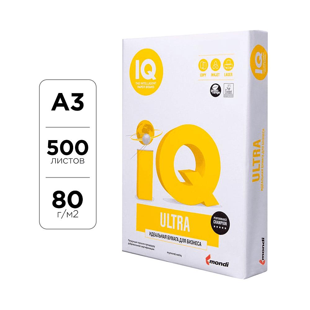 Бумага "IQ Ultra", А3, 500 листов, 80 г/м2