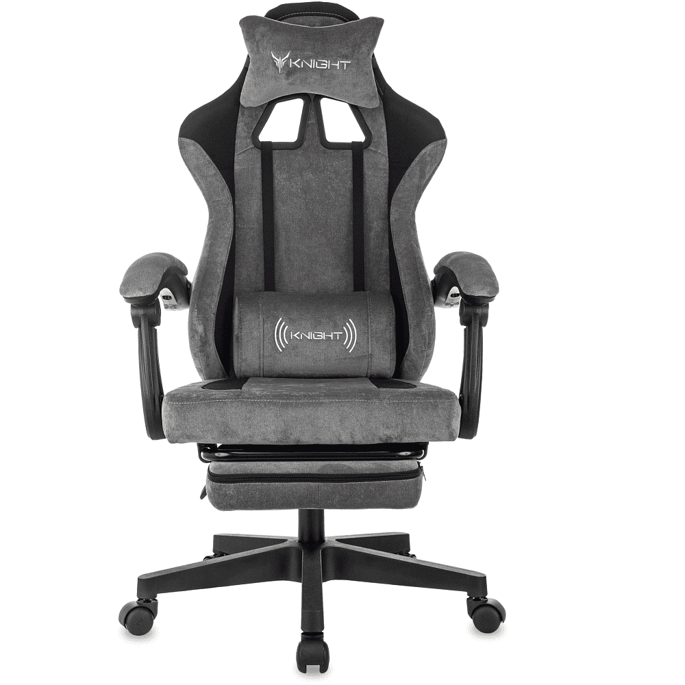 Кресло игровое Бюрократ Knight "Custom/F GR", ткань, пластик, серый, черный - 3