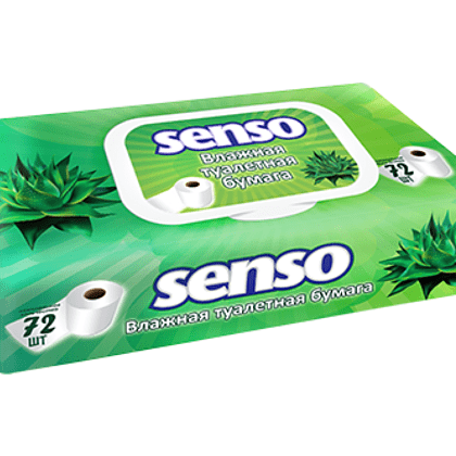 Влажная туалетная бумага "Senso" Алоэ и молочная кислота, 72 шт/упак.