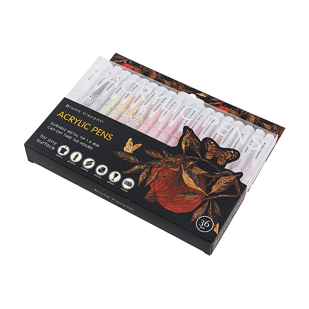 Набор ручек акриловых "Flora. Гранат", 1 мм., шариковые, пластиковые, 36 штук - 2