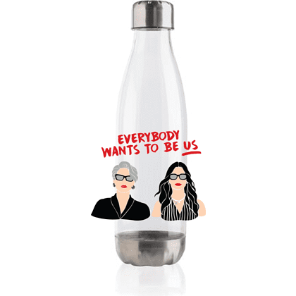 Бутылка для воды "Everybody wants to be us", 500 мл, пластик, нержавеющая сталь, белый, серебристый